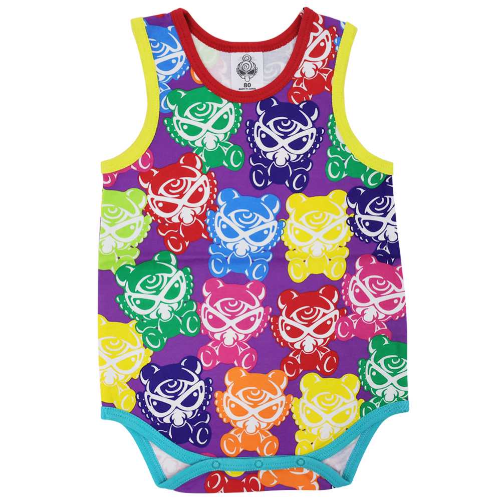 MY FIRST HYSTERIC　[BLACK LABEL]TEDDY MINI SUGAR HIGH総柄 ノースリーブロンパース