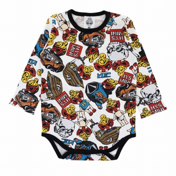 MY FIRST HYSTERIC　[BLACK LABEL] CAPSULE TOY総柄 フライス 長袖ロンパース