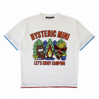 Hystericmini　CAMP WITH BEAR&MINI 重ね着風 半袖Tシャツ